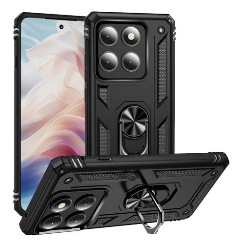 Motorola Edge 2025 Shockproof TPU + PC Phone Case with Holder - Black